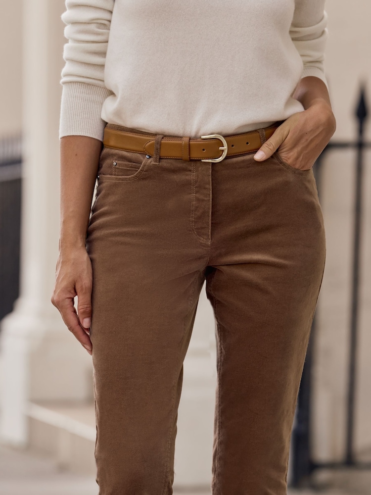 Pure Collection Mocha Brown Washed Velvet Jeans - Image 3 of 3