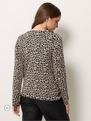 M&Co Brown Animal Print Cardigan - Image 3 of 6