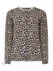 M&Co Brown Animal Print Cardigan - Image 5 of 6