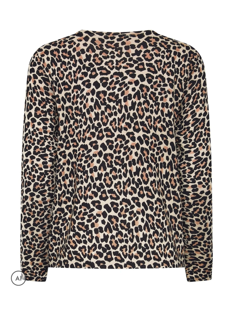 M&Co Brown Animal Print Cardigan - Image 6 of 6 M&Co Brown Animal Print Cardigan - Image 6 of 6