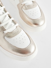 White/Gold Signature Leather High Top Trainers - Image 4 of 5