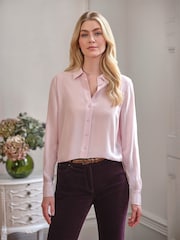 Hellpink - Pure Collection Hemd aus gewaschener Seide mit lockerer Passform - Bild 1 von 3