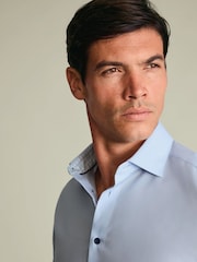 Charles Tyrwhitt Blue Non-Iron Stretch Printed Trim Shirt - Image 2 of 6