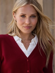 Pure Collection Red Cashmere V-Neck Cardigan - Image 3 of 3