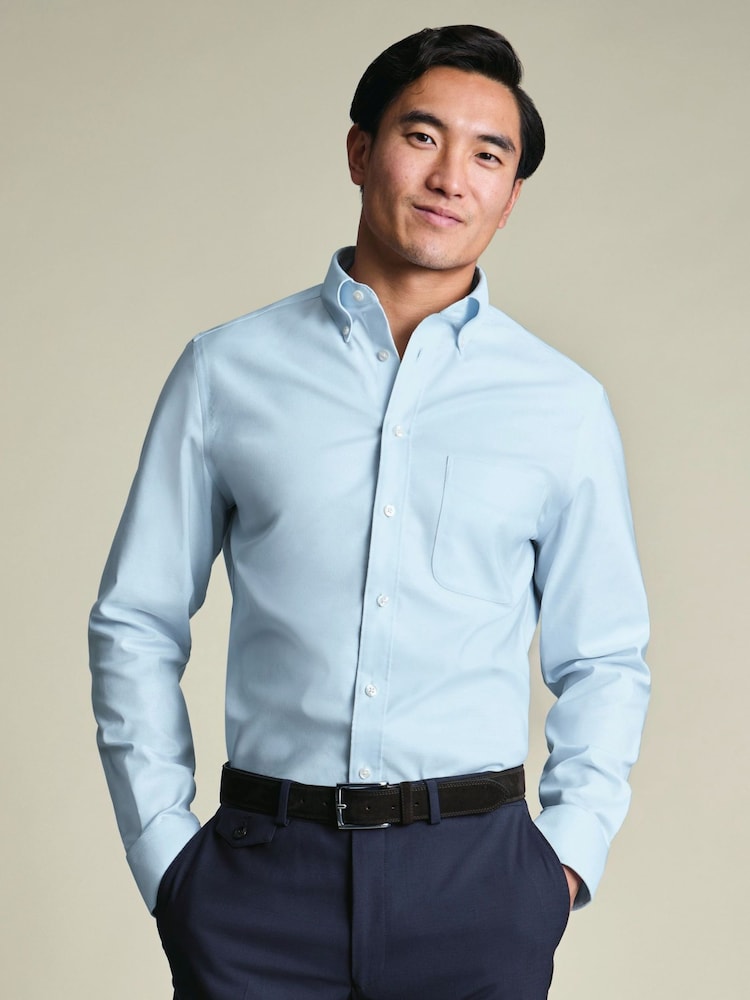 Charles Tyrwhitt Blue Non-Iron Stretch Oxford Button Down Shirt - Image 1 of 7