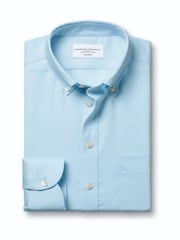 Charles Tyrwhitt Blue Non-Iron Stretch Oxford Button Down Shirt - Image 5 of 7