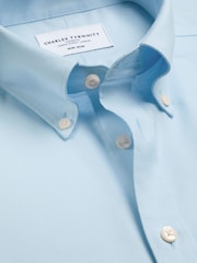 Charles Tyrwhitt Blue Non-Iron Stretch Oxford Button Down Shirt - Image 7 of 7