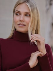 Pure Collection Red Cashmere Roll Neck Long Sleeve Jumper - Image 3 of 3