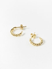 Oliver Bonas Gold Plated Hoku Twisted Hoop Earrings - Image 1 of 4