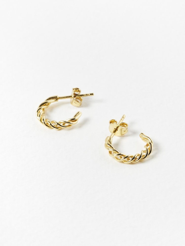 Oliver Bonas Gold Plated Hoku Twisted Hoop Earrings - Image 1 of 4 Oliver Bonas Gold Plated Hoku Twisted Hoop Earrings - Image 1 of 4