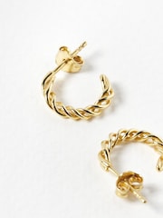 Oliver Bonas Gold Plated Hoku Twisted Hoop Earrings - Image 3 of 4