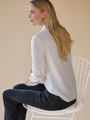 Weiß - Pure Collection Hemd aus gewaschener Seide mit lockerer Passform - Bild 2 von 3