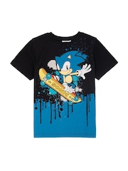 Vanilla Underground Sonic the Hedgehog Skating Boys 100% Cotton Black T-Shirt - Image 1 of 4