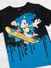 Vanilla Underground Sonic the Hedgehog Skating Boys 100% Cotton Black T-Shirt - Image 2 of 4
