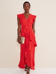 Phase Eight Red Phoebe Frill Maxi Dress - Image 1 of 6