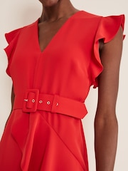 Phase Eight Red Phoebe Frill Maxi Dress - Image 4 of 6