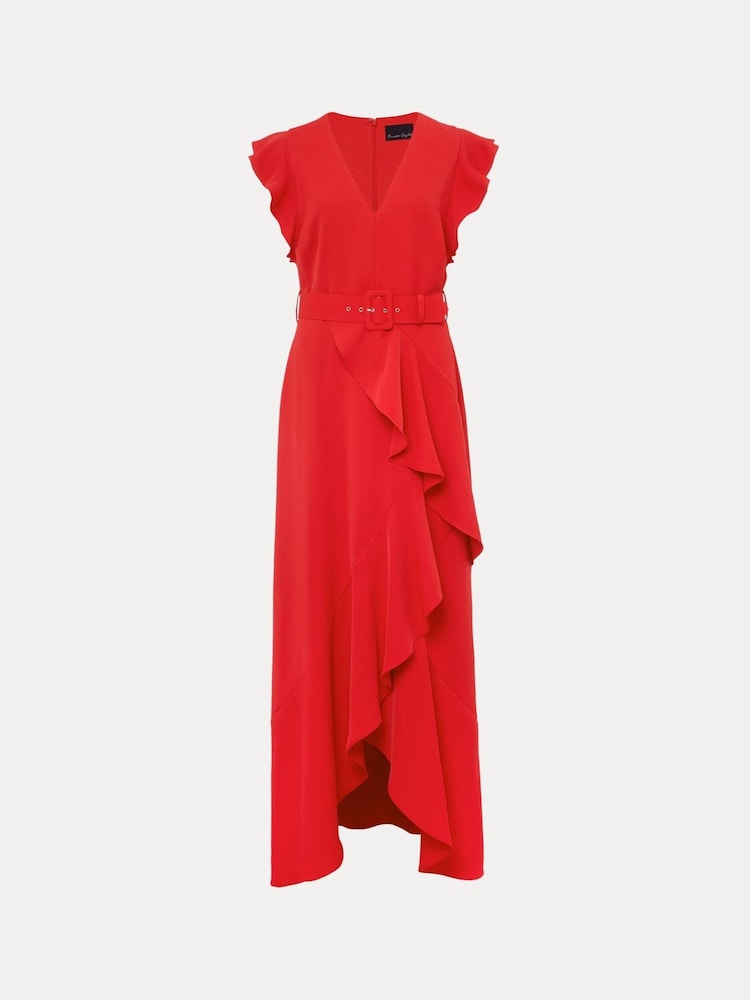 Phase Eight Red Phoebe Frill Maxi Dress - Image 6 of 6