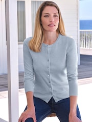 Hellblau - Pure Collection – Kaschmir-Strickjacke mit Rundhalsausschnitt und langen Ärmeln - Bild 1 von 3