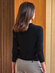Pure Collection Black Cashmere V-Neck Cardigan - Image 2 of 3