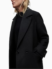 AllSaints Black Mabel Coat - Image 3 of 8