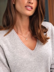 Pure Collection Dove Grey Cashmere V-Neck Jumper - Image 3 of 3