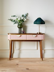 Clarke & Clarke Ribbed Pink Mango Wood Calisto Console Table - Image 1 of 7