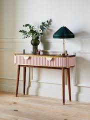 Clarke & Clarke Ribbed Pink Mango Wood Calisto Console Table - Image 2 of 7