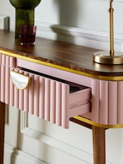 Clarke & Clarke Ribbed Pink Mango Wood Calisto Console Table - Image 4 of 7