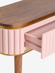 Clarke & Clarke Ribbed Pink Mango Wood Calisto Console Table - Image 7 of 7