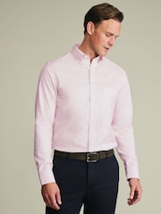 Charles Tyrwhitt Pink Non-Iron Stretch Oxford Button Down Check Shirt - Image 1 of 7