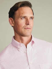 Charles Tyrwhitt Pink Non-Iron Stretch Oxford Button Down Check Shirt - Image 3 of 7