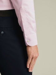 Charles Tyrwhitt Pink Non-Iron Stretch Oxford Button Down Check Shirt - Image 4 of 7