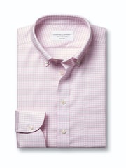 Charles Tyrwhitt Pink Non-Iron Stretch Oxford Button Down Check Shirt - Image 5 of 7