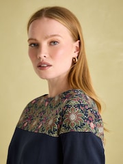 Joules Harbour Navy Damask Boat Neck Printed Top - Image 4 of 6