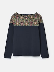 Joules Harbour Navy Damask Boat Neck Printed Top - Image 6 of 6