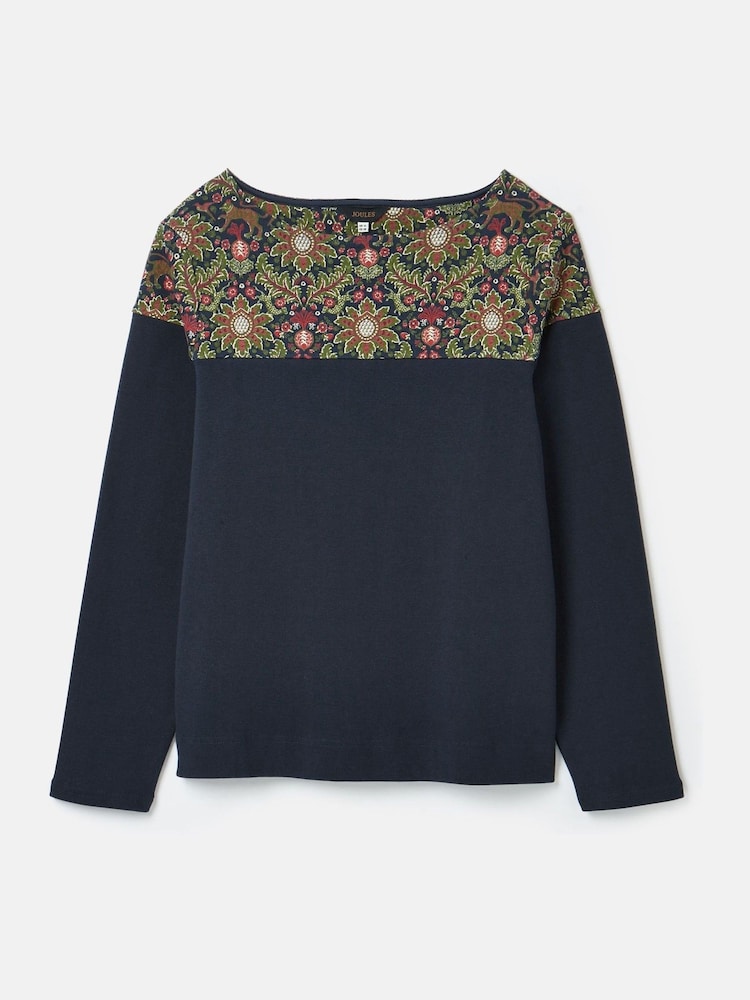 Joules Harbour Navy Damask Boat Neck Printed Top - Image 6 of 6