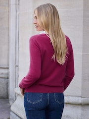 Pure Collection Velvet Pink Cashmere V-Neck Jumper - Image 2 of 3