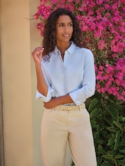 Pure Collection Blue Classic Cotton Fitted Shirt - Image 1 of 3