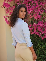 Pure Collection Blue Classic Cotton Fitted Shirt - Image 2 of 3