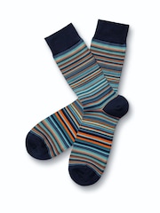 Charles Tyrwhitt Green Multi Fine Stripe Socks - Image 1 of 2