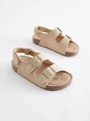Neutral Stone Double Touch Fastening Strap Corkbed Sandals - Image 4 of 8