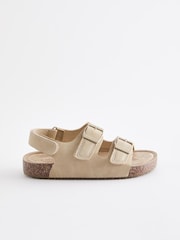 Neutral Stone Double Touch Fastening Strap Corkbed Sandals - Image 5 of 8
