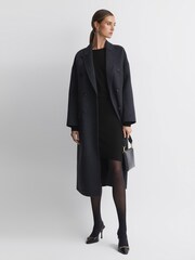 Reiss Black Lucy Cashmere-Wool Blend Draped Mini Dress - Image 4 of 5