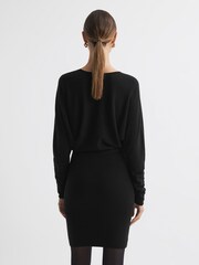 Reiss Black Lucy Cashmere-Wool Blend Draped Mini Dress - Image 5 of 5