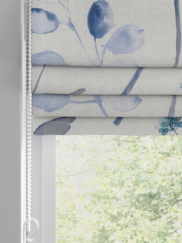 Blue Isla Floral Blue Made to Measure Roman 100% Cotton Blind - Image 2 of 6