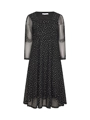 Yours Curve Black London Sequin Mesh Maxi Dress - Image 3 of 6