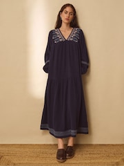 east Blue Carita Hand-Embroidered Maxi Dress - Image 1 of 5