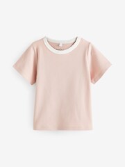 MORI Pink Organic Cotton Ribbed Short Sleeve T-Shirt - Image 1 of 2