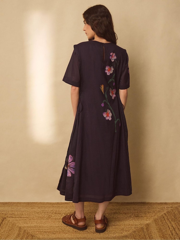 East Blue Filipa Watercolour Floral Midi Dress - Image 2 of 5 East Blue Filipa Watercolour Floral Midi Dress - Image 2 of 5