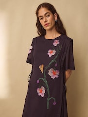 East Blue Filipa Watercolour Floral Midi Dress - Image 3 of 5